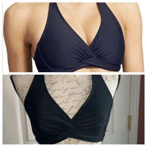 Athleta Tara Halter Bikini Swim Beach Pool Top Black sz 34 B/C
